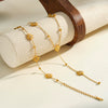 Women's Eight Pointed Star Geometric Rhinestone Stainless Steel Necklace And Bracelet Set With 18K Vacuum Plated Finish
