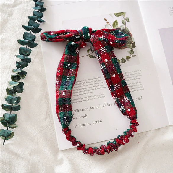 Women's Elastic Cloth Rabbit Ears Headbands Geometric Style For Christmas