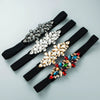 Women's Elastic Waist Belt With Snap Buckle Flower Rhinestone And Artificial Gemstone Decoration Fashion Waist Accessory