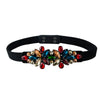 Women's Elastic Waist Belt With Snap Buckle Flower Rhinestone And Artificial Gemstone Decoration Fashion Waist Accessory