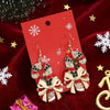 Women's Electroplated Alloy Caneshaped Drop Earrings With Rhinestone Bow And Festive Design