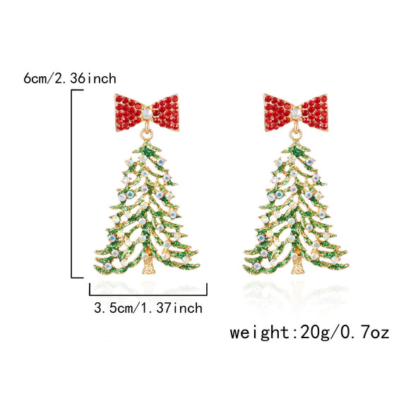 Women's Electroplated Alloy Christmas Tree Bell Drop Earrings Festive Holiday Jewelry