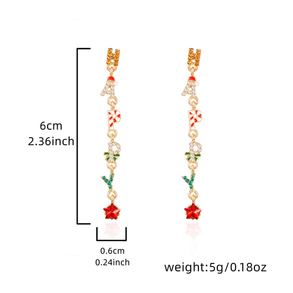 Women's Electroplated Alloy Christmas Tree Bell Drop Earrings Festive Holiday Jewelry