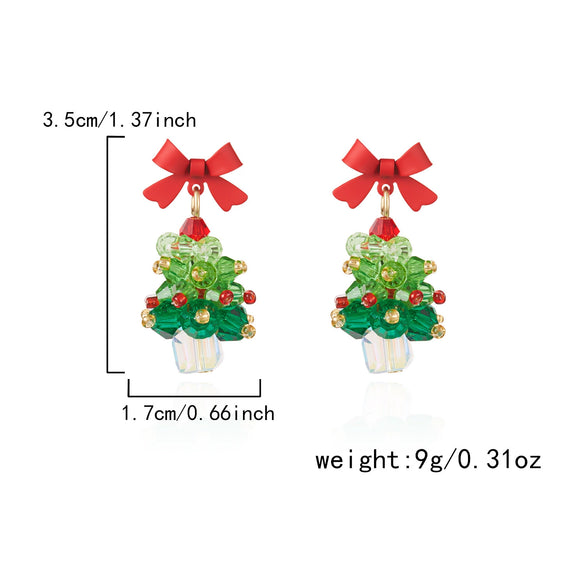 Women's Electroplated Alloy Christmas Tree Bell Drop Earrings Festive Holiday Jewelry