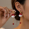 Women’s Electroplated Alloy Christmas Tree Drop Earrings With Cute Ghost And Crown Design And Stainless Steel Posts