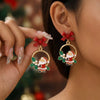 Women’s Electroplated Alloy Christmas Tree Drop Earrings With Cute Ghost And Crown Design And Stainless Steel Posts