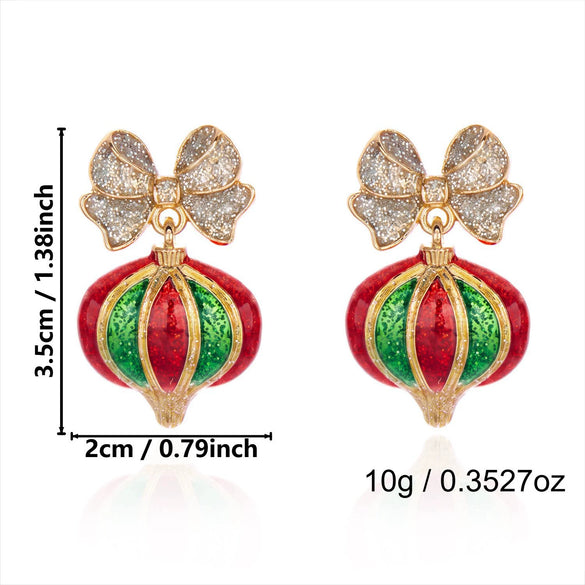 Women’s Electroplated Alloy Christmas Tree Drop Earrings With Cute Ghost And Crown Design And Stainless Steel Posts