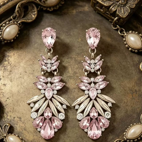 Women's Electroplated Alloy Drop Earrings With Flower Design Light Luxury Evening Dress Accessories