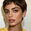 Women's Electroplated Alloy Drop Earrings With Flower Design Light Luxury Evening Dress Accessories