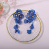 Women's Electroplated Alloy Flower And Leaf Tassel Earrings With Stainless Steel Ear Needles Retro Exaggerated Fashion Jewelry