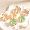 Women's Electroplated Alloy Flower Stud Earrings With Hollow Doublelayer Petal Design And Stainless Steel Posts