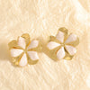 Women's Electroplated Alloy Flower Stud Earrings With Hollow Doublelayer Petal Design And Stainless Steel Posts