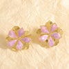 Women's Electroplated Alloy Flower Stud Earrings With Hollow Doublelayer Petal Design And Stainless Steel Posts
