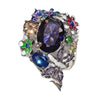 Women's Electroplated Alloy Geometric Purple Rhinestone Flower Ring Sweet Cool Style Fashion Jewelry
