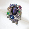 Women's Electroplated Alloy Geometric Purple Rhinestone Flower Ring Sweet Cool Style Fashion Jewelry