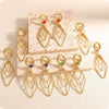 Women's Electroplated Alloy Geometric Rhombus Layered Tassel Earrings With Stainless Steel Posts Long Fashion Statement Ear Accessories