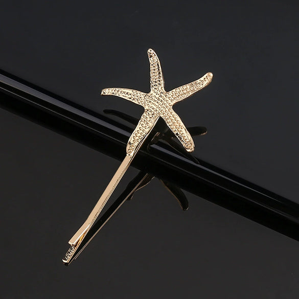 Women’s Electroplated Alloy Hair Clip With Bee Leaf And Ocean Shell Motifs For Side Bang Styling