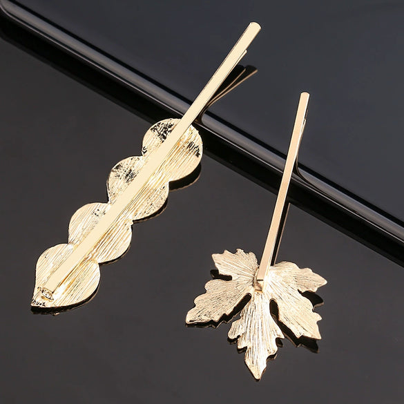 Women’s Electroplated Alloy Hair Clip With Bee Leaf And Ocean Shell Motifs For Side Bang Styling