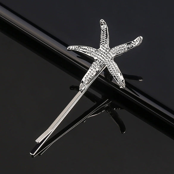 Women’s Electroplated Alloy Hair Clip With Bee Leaf And Ocean Shell Motifs For Side Bang Styling