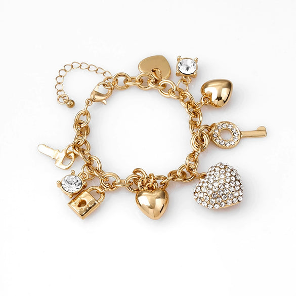 Women's Electroplated Alloy Heart Bracelet With Crystalstyle Sparkle Vintage Jewelry Accessory