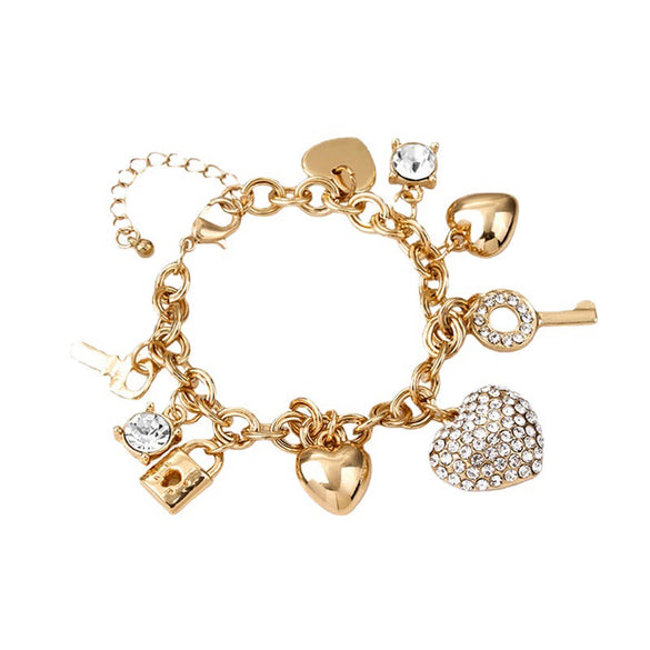 Women's Electroplated Alloy Heart Bracelet With Crystalstyle Sparkle Vintage Jewelry Accessory