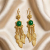 Women's Electroplated Alloy Leaf Tassel Earrings With Steel Needles Retro Palace Style Geometric Drop Jewelry