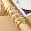 Women's Electroplated Alloy Multilayer Pearl Irregular Geometry Bracelet