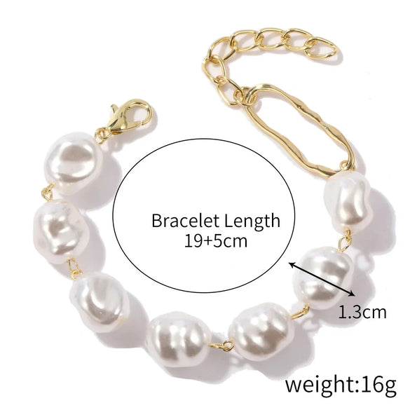 Women's Electroplated Alloy Multilayer Pearl Irregular Geometry Bracelet