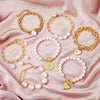 Women's Electroplated Alloy Multilayer Pearl Irregular Geometry Bracelet