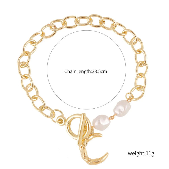 Women's Electroplated Alloy Multilayer Pearl Irregular Geometry Bracelet