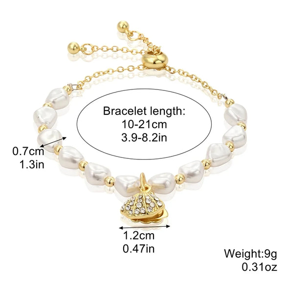 Women's Electroplated Alloy Multilayer Pearl Irregular Geometry Bracelet