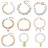 Women's Electroplated Alloy Multilayer Pearl Irregular Geometry Bracelet