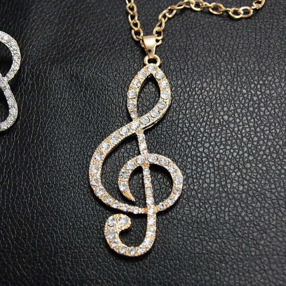 Women's Electroplated Alloy Note Pendant Necklace With Iron Chain Bridal Party Sweater Chain Jewelry