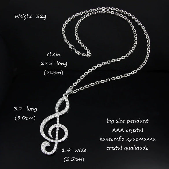 Women's Electroplated Alloy Note Pendant Necklace With Iron Chain Bridal Party Sweater Chain Jewelry