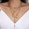 Women's Electroplated Alloy Yshaped Long Layered Necklace With Colorful Diamond Rose Starfish And Geometric Charms