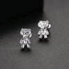 Women's Electroplated Copper Bear Earrings With Zircon Accents Fashion Animal Jewelry Wholesale
