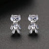 Women's Electroplated Copper Bear Earrings With Zircon Accents Fashion Animal Jewelry Wholesale