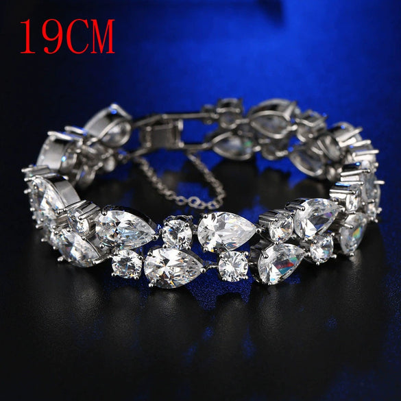 Women's Electroplated Copper Bracelet With Crystal And Colorful Zircon Drop Shape Floral Fashion Jewelry