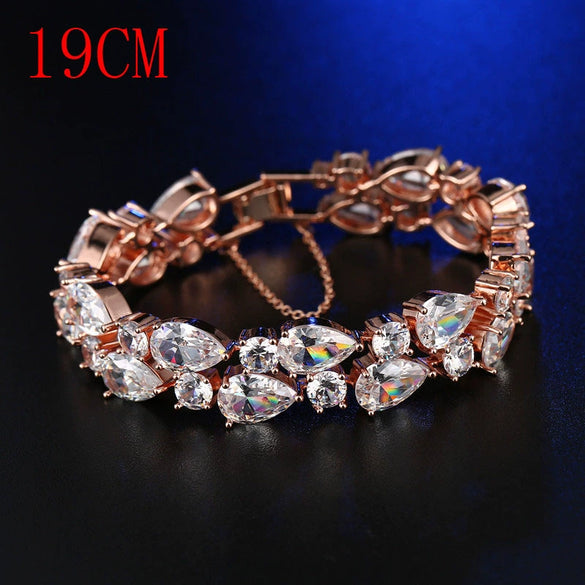 Women's Electroplated Copper Bracelet With Crystal And Colorful Zircon Drop Shape Floral Fashion Jewelry