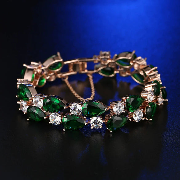 Women's Electroplated Copper Bracelet With Crystal And Colorful Zircon Drop Shape Floral Fashion Jewelry