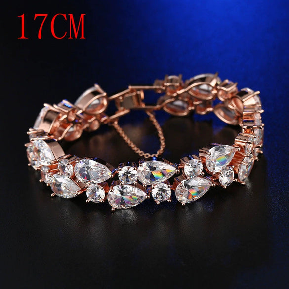 Women's Electroplated Copper Bracelet With Crystal And Colorful Zircon Drop Shape Floral Fashion Jewelry