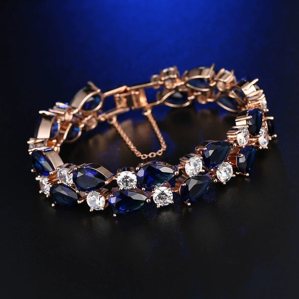 Women's Electroplated Copper Bracelet With Crystal And Colorful Zircon Drop Shape Floral Fashion Jewelry
