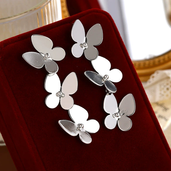 Women's Electroplated Copper Butterfly Earrings With Stainless Steel Ear Needles Retro Animalinspired Insect Design Jewelry