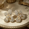 Women's Electroplated Copper Butterfly Flower Earrings With Steel Ear Needles And Sparkling High End Animal Inspired Style
