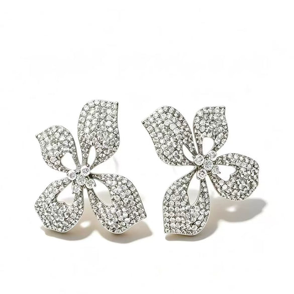 Women's Electroplated Copper Butterfly Flower Earrings With Steel Ear Needles And Sparkling High End Animal Inspired Style