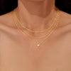 Women's Electroplated Copper Choker Necklace With Geometric Round And Square Zircon Pendant Versatile Fashion Jewelry Gift