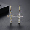 Women's Electroplated Copper Cross Drop Earrings With Microinlaid Zircon Accents Hip Hop Light Luxury Ear Accessories