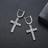 Women's Electroplated Copper Cross Drop Earrings With Microinlaid Zircon Accents Hip Hop Light Luxury Ear Accessories