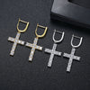 Women's Electroplated Copper Cross Drop Earrings With Microinlaid Zircon Accents Hip Hop Light Luxury Ear Accessories