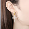 Women's Electroplated Copper Cross Drop Earrings With Microinlaid Zircon Accents Hip Hop Light Luxury Ear Accessories